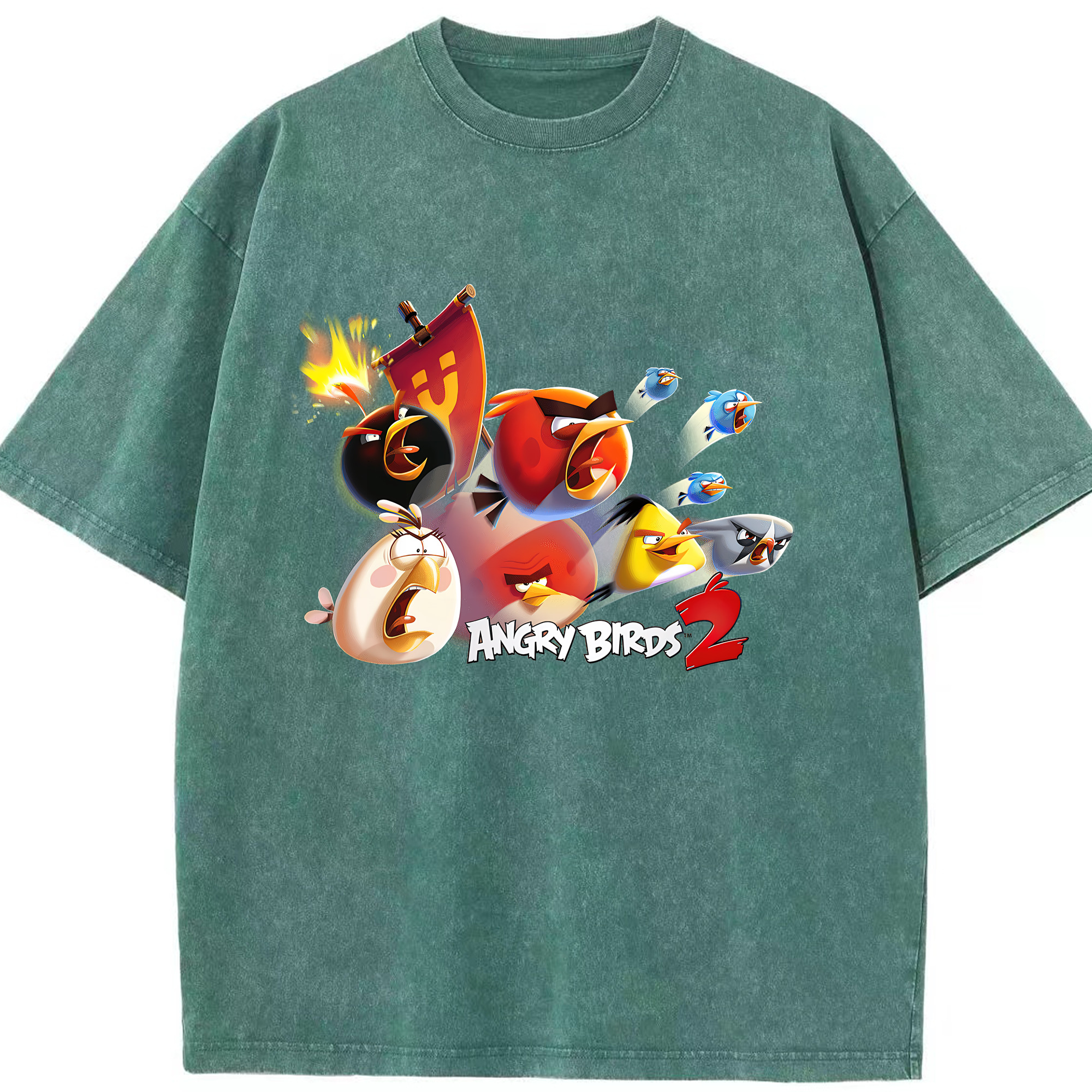 （画像用） Angry Birds アングリーバード 綿100% ヴィンテージ風 半袖Tシャツ（フロントプリント）
